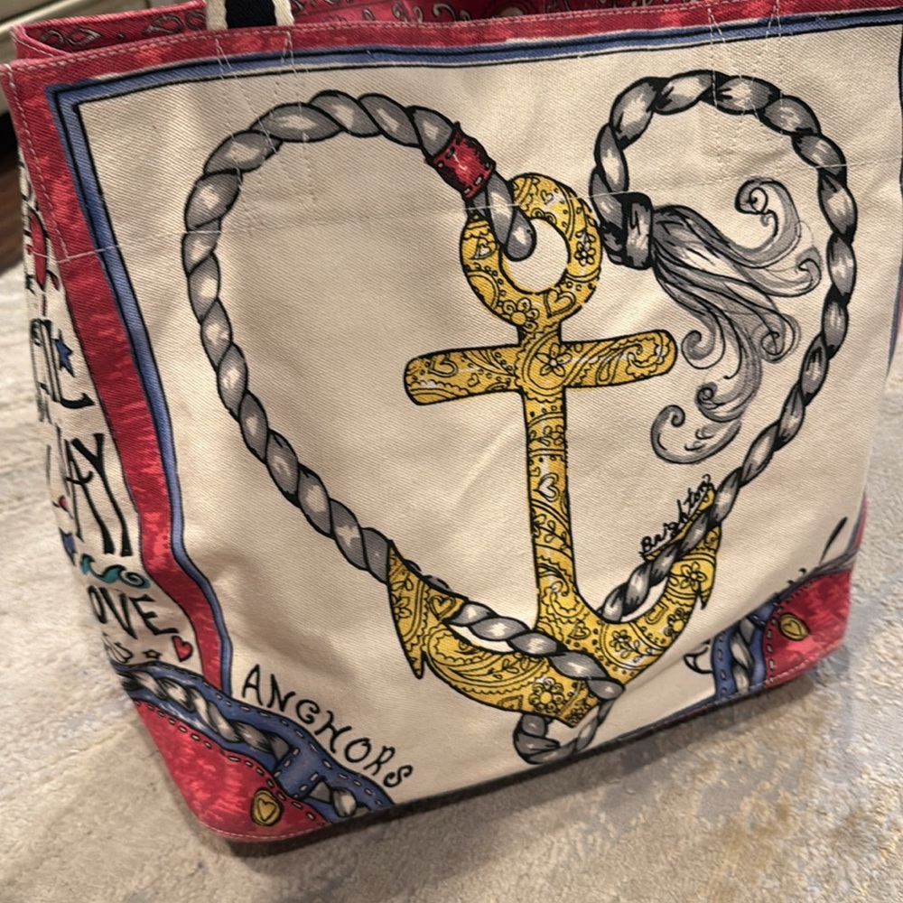 Brighton Stowaway nautical printed canvas big tote bag dead the day in GUC - Picture 6 of 13